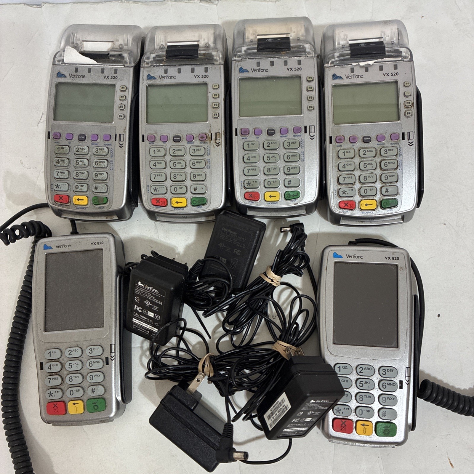 Lot of 6 Verifone VX520 VX820 POS Credit Card Reader Machine FOR PARTS & REPAIR