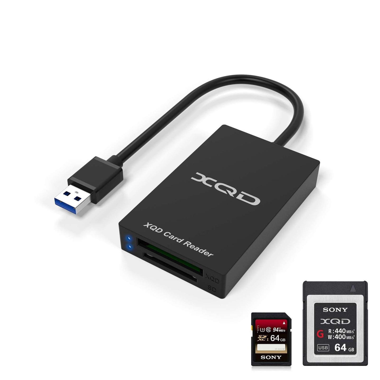 XQD Card Reader, USB 3.0 XQD/SD Card Reader Dual Slot Memory Card Reader 5Gpb…