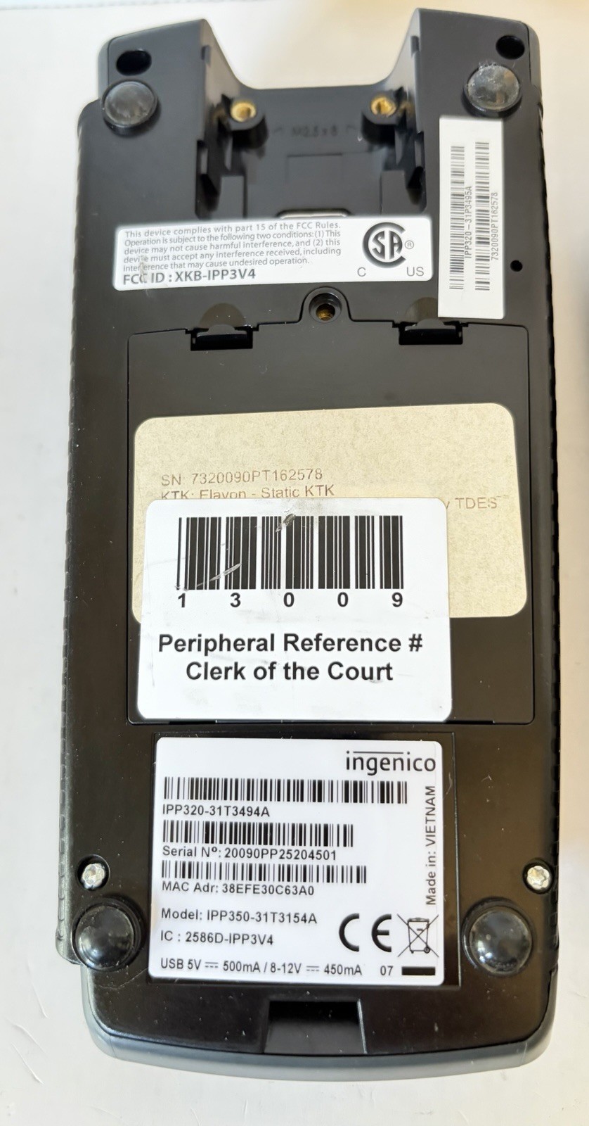 LOT OF 2 Ingenico IPP320 Credit Card Reader.UNIT ONLY,UNTESTED,NO CABLE&POWER AD