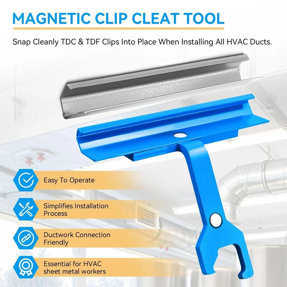 Magnetic PPC & PPF Clips/Cleat Tool For HVAC Ductwork – 4″ Tdc Blue