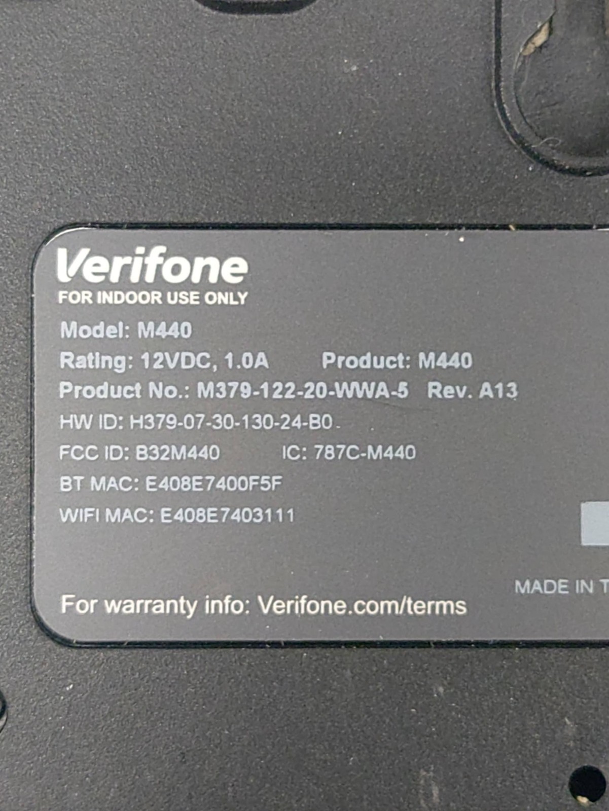 Lot of 2 Verifone M440 Pin Pad Credit Card Terminal POS Tap To Pay USED