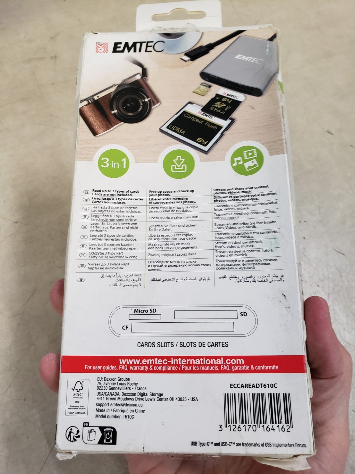 EMTEC ECCAREADT610C Type-C 3-in-1 Card Reader