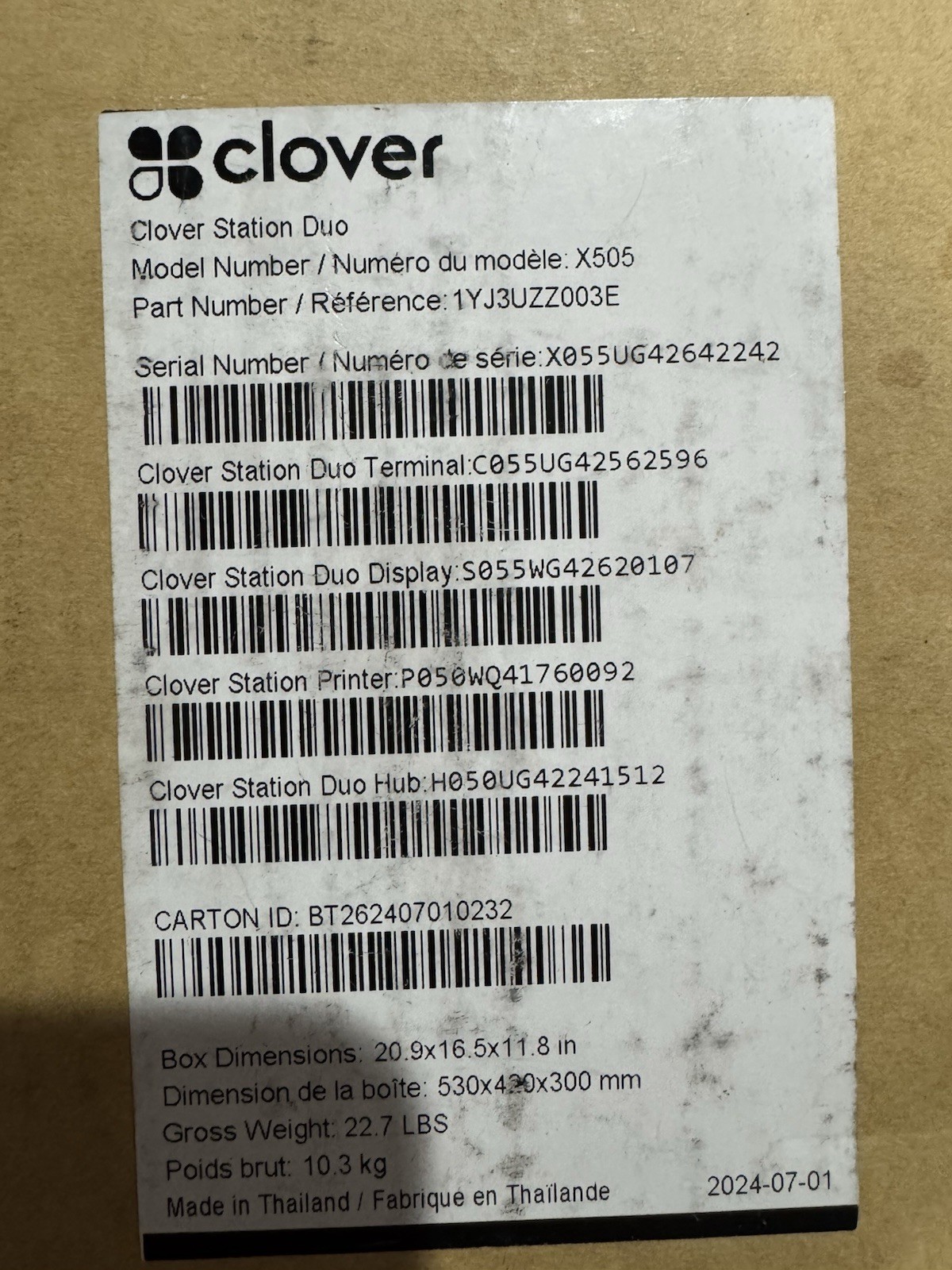 Clover Station Duo System C505 S505 P500 No Station Duo Hub