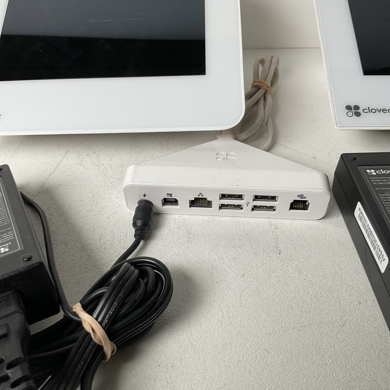 Clover Mini C302U 2nd Gen POS System Hub & Power Supply–Locked Working Lot Of 2