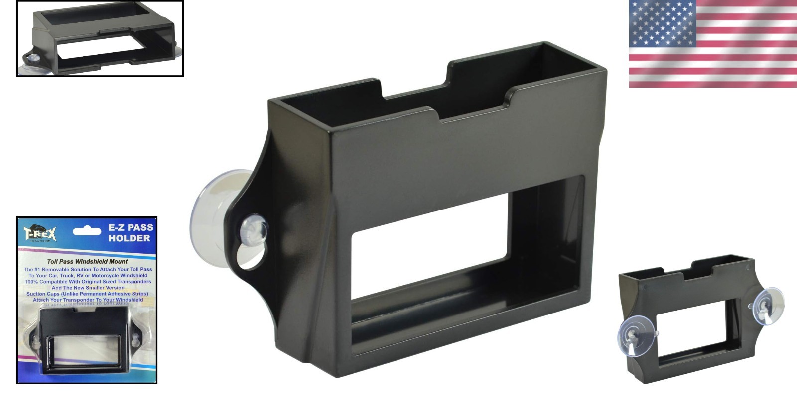 Lightweight Black EZ Pass Holder with Suction Cups – Secure & Easy to Install