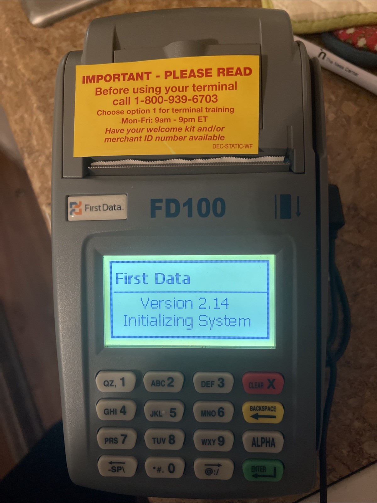 Lot First Data FD100 Credit Card Terminal +Power Adapter + 6 Rolls + Sale Strips