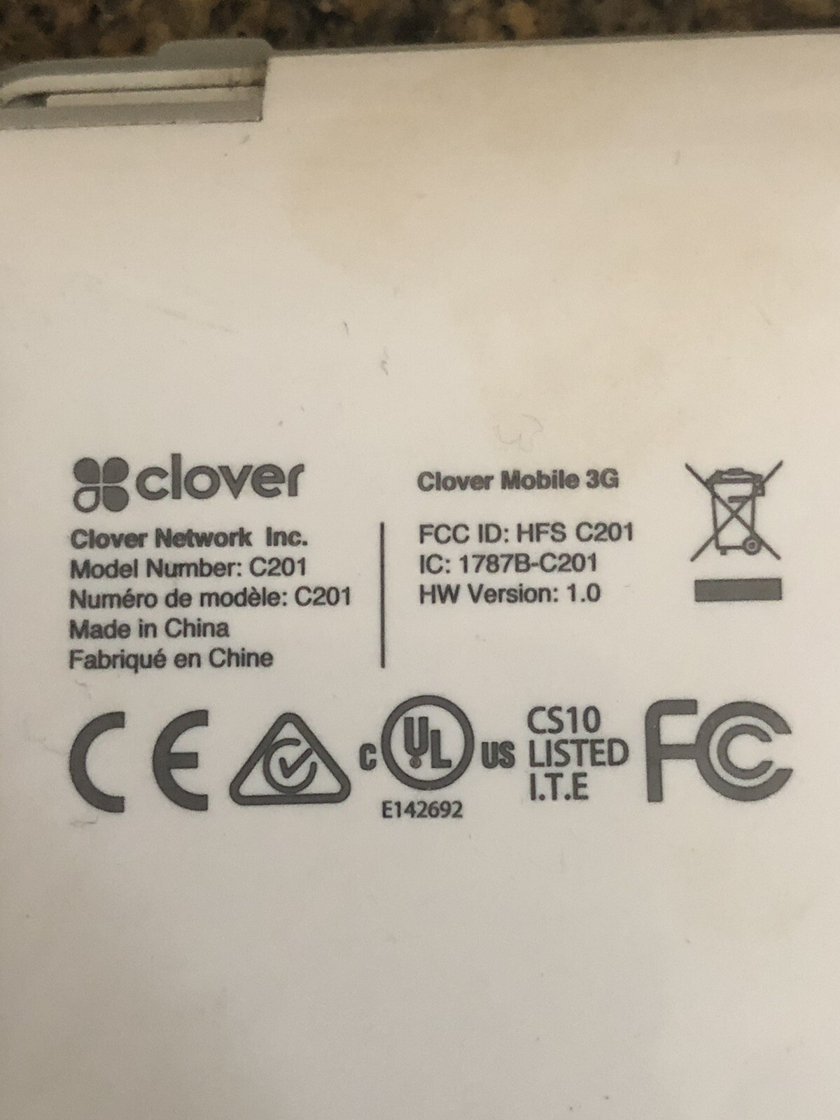 Clover Network Mobile 3G C201 – Handheld POS AS IS