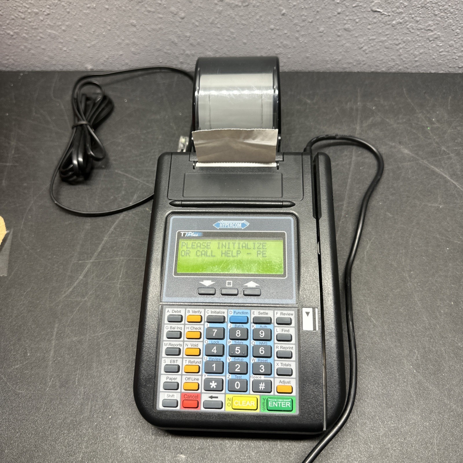 HYPERCOM T7Plus Credit Card Reader Terminal with Power Supply 010218-046 ZJ