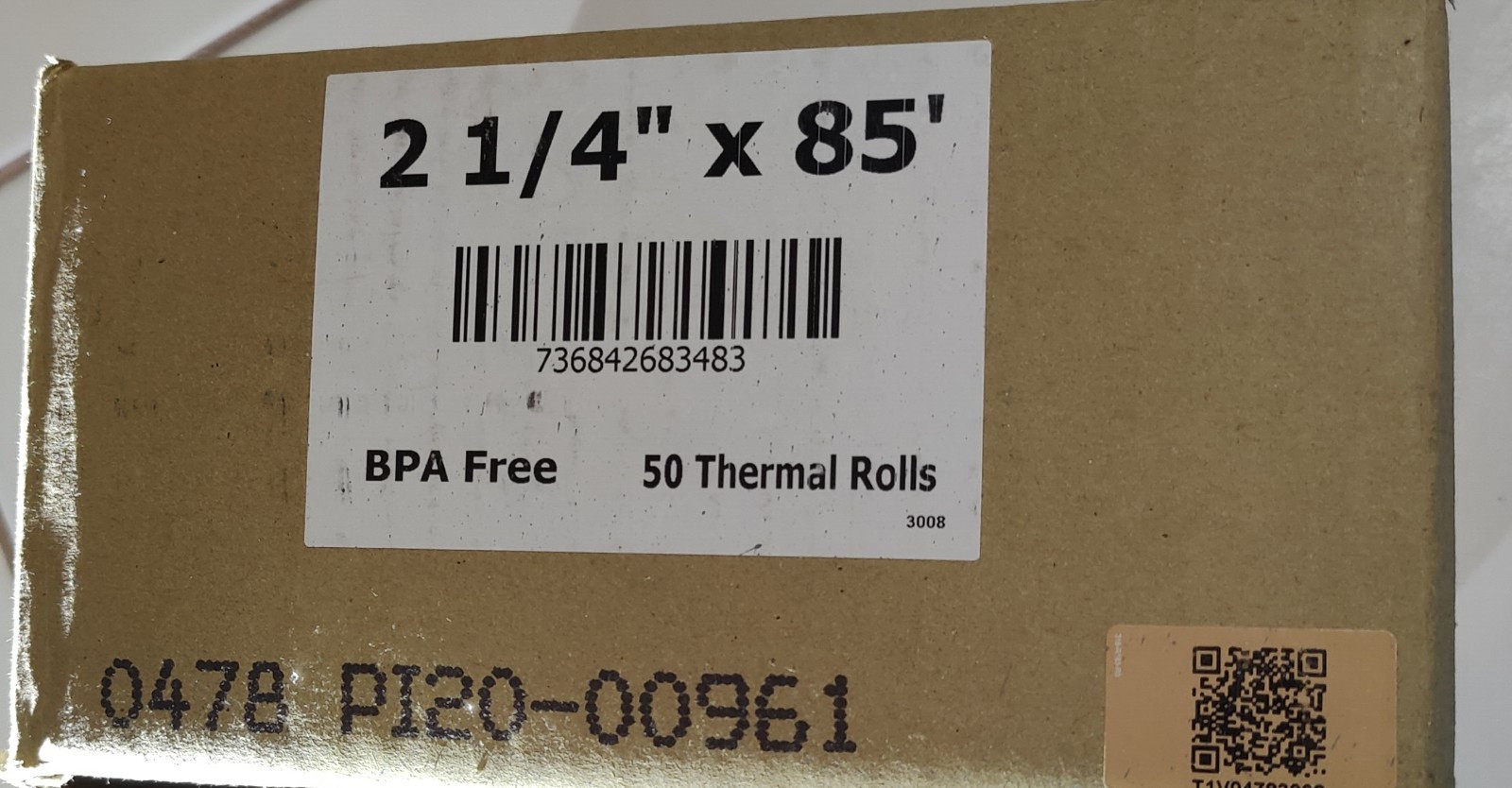 PosPaperRoll 883712 Thermal Paper Rolls 2 1/4 x 85 – 50 Rolls