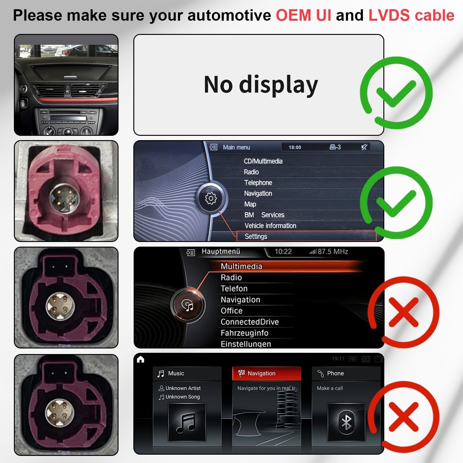 12.3″ Ultra Thin Linux Scrn FOR BMW X1 E84 2009-15 4PIN CIC Support WL & Wired M