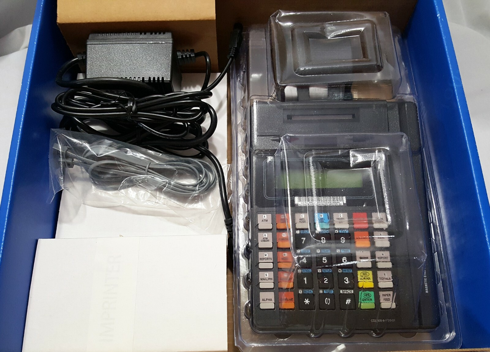 Refurbished Hypercom T7P Credit Card Machine with Power Supply In POS Box.
