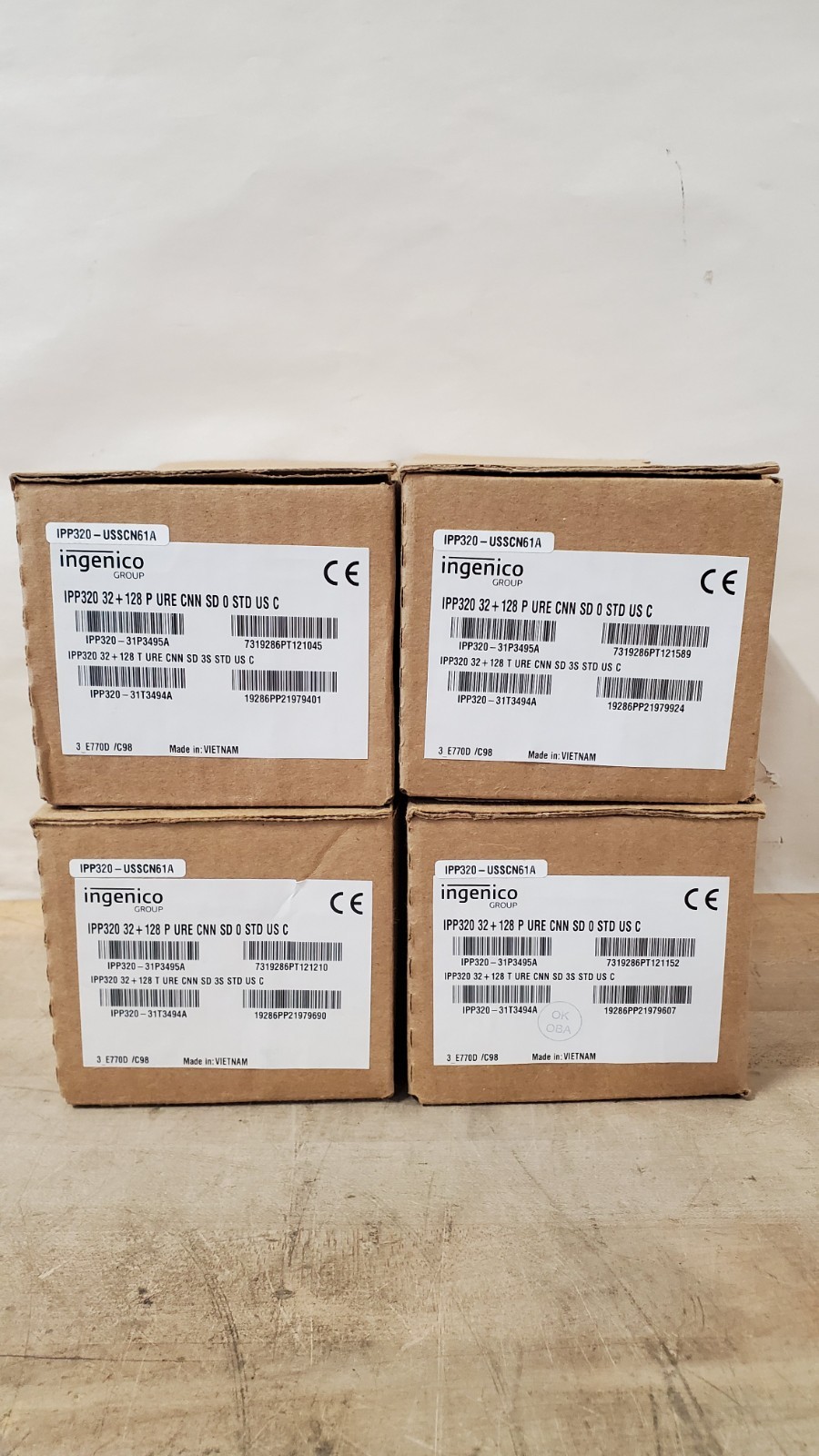 LOT OF 4 New Ingenico IPP320 Payment Credit Card Terminal w/ Cords, Read