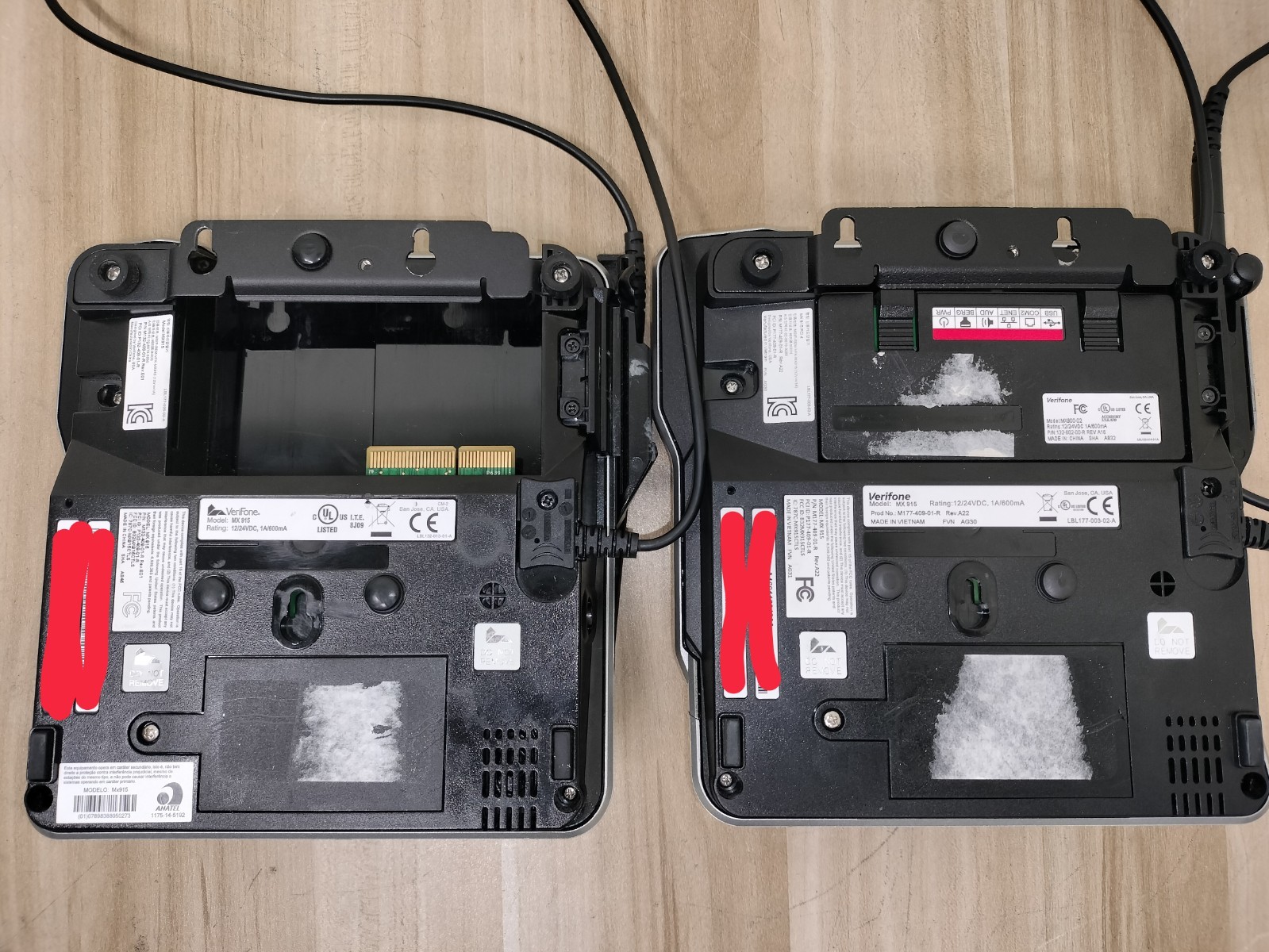 LOT OF 2 – Verifone MX915 MX 915 1x M132-409-01-R 1x M177 POS CC Terminal Pinpad
