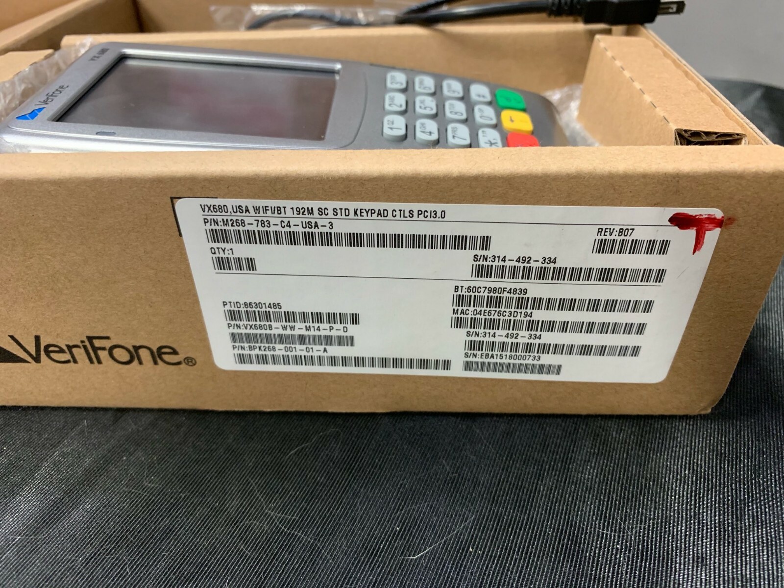 VeriFone VX680 Wireless Credit Card M268-793-C6-USA-3 CBL268-003-01-B VX-UART