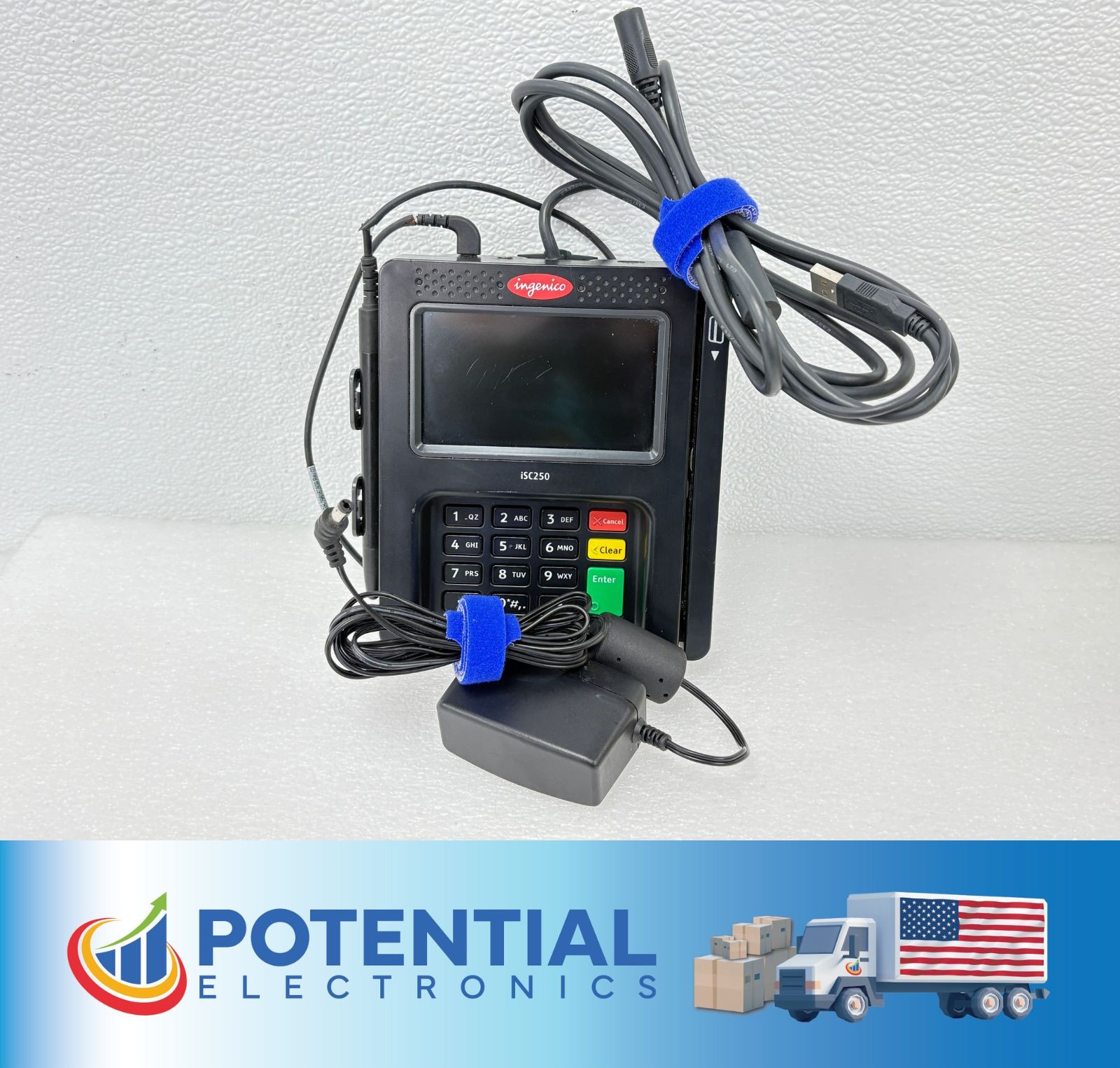 Ingenico ISC250 Credit Card Reader Payment Terminal w Stylus Pen & Power Adapter