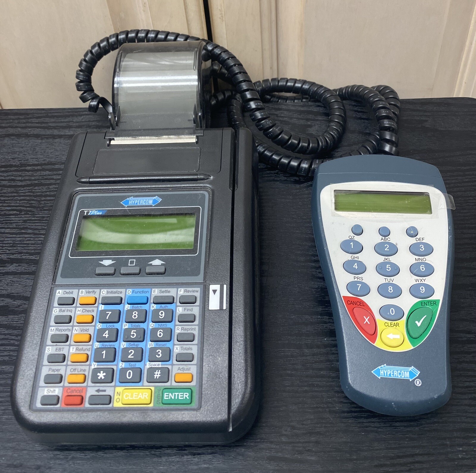 HYPERCOM T7PLUS POS CREDIT CARD MACHINE TERMINAL/S9 PIN PAD NO POWER UNIT UNTEST