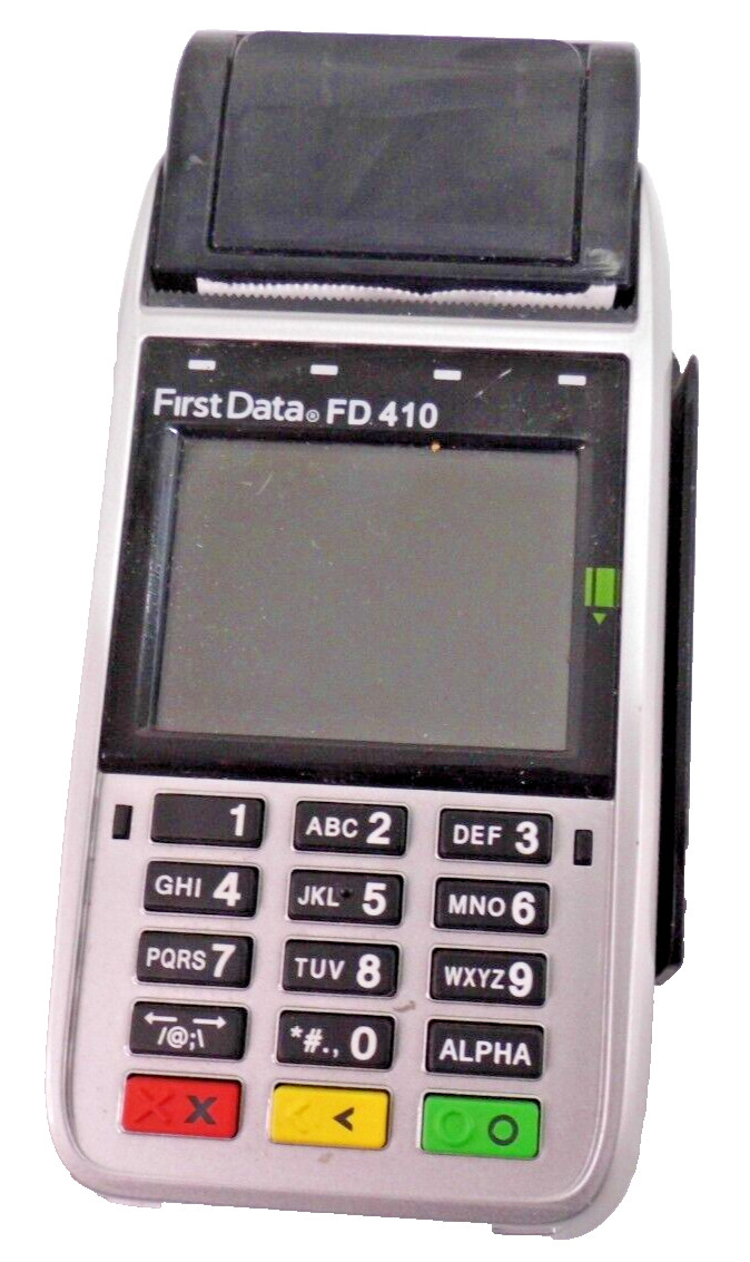 FIRST DATA FD 410 CREDIT CARD MACHINE WIRELESS DEBIT READER No Charging Cord