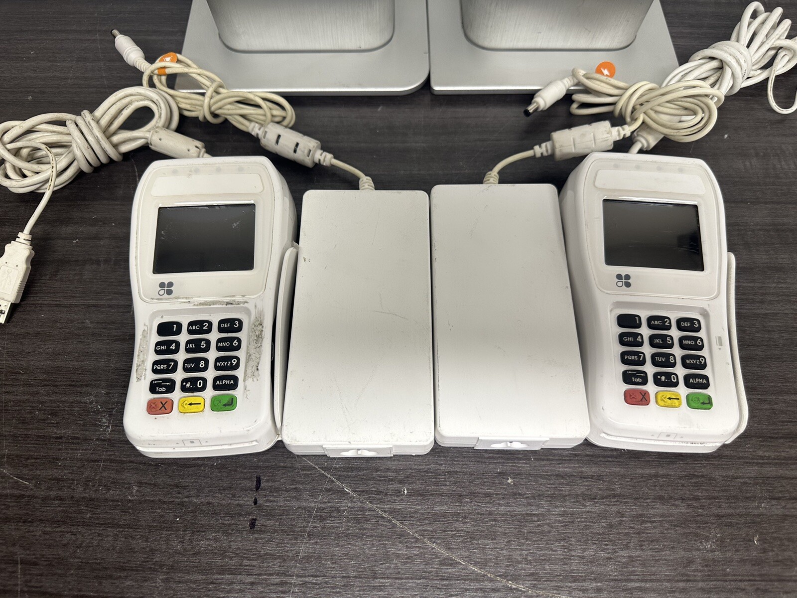 Lot of 2 Clover Station 1.0 High-Speed Receipt Printer P100 W/ 2 Keypads – G78