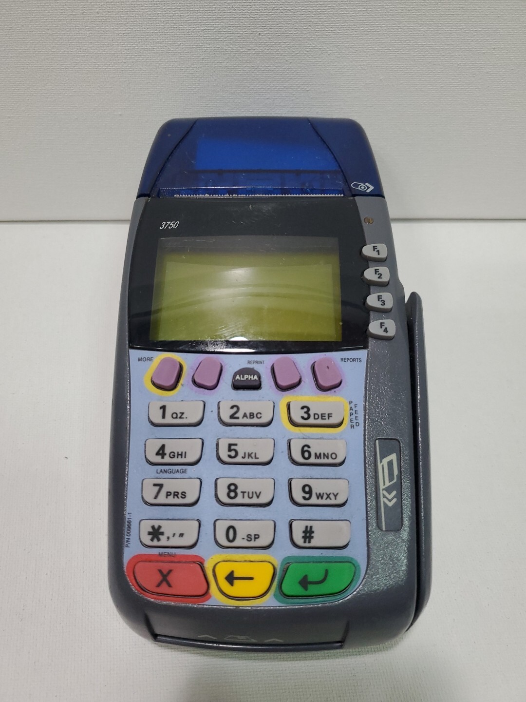 Verifone Omni 3750 Gray & Blue Wired Digital POS Credit Card Terminal Reader