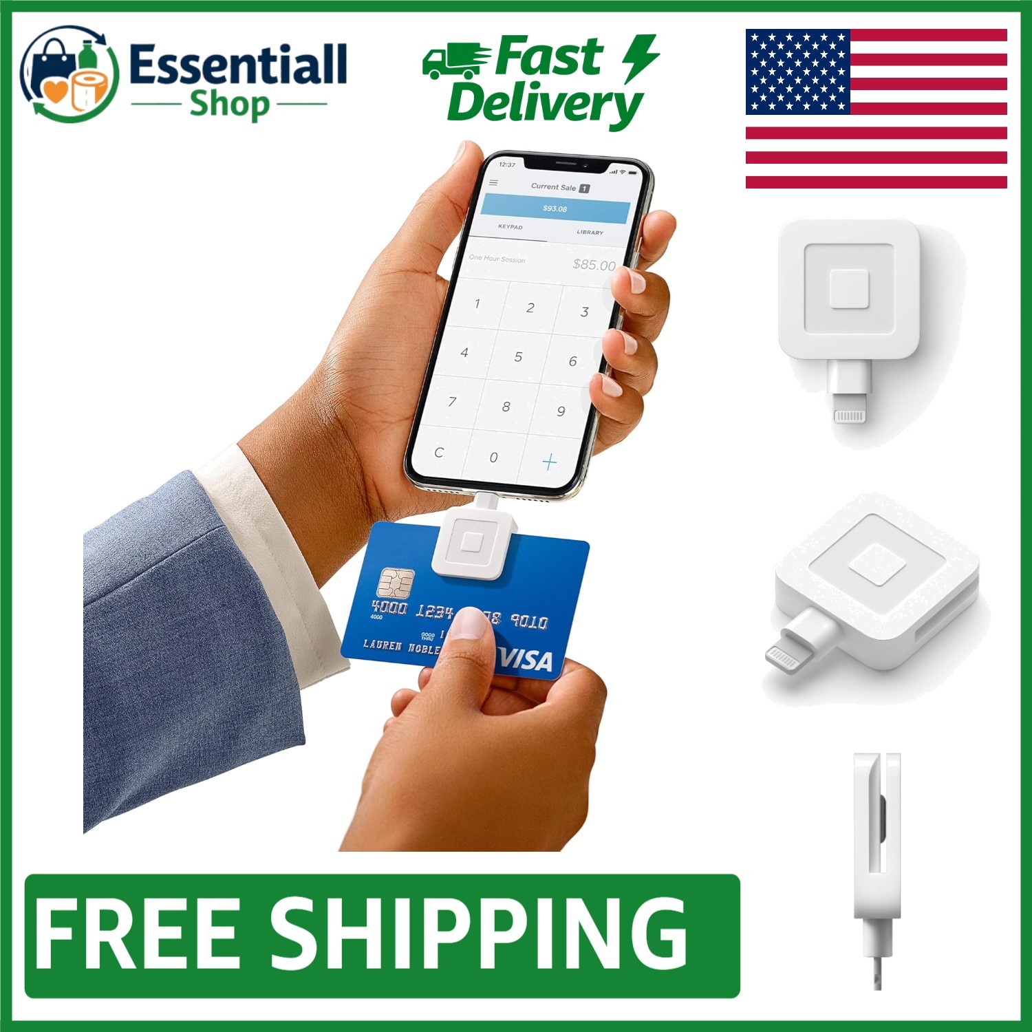 Lightweight Magstripe Reader with Lightning Connector for iOS Payments Anywhere