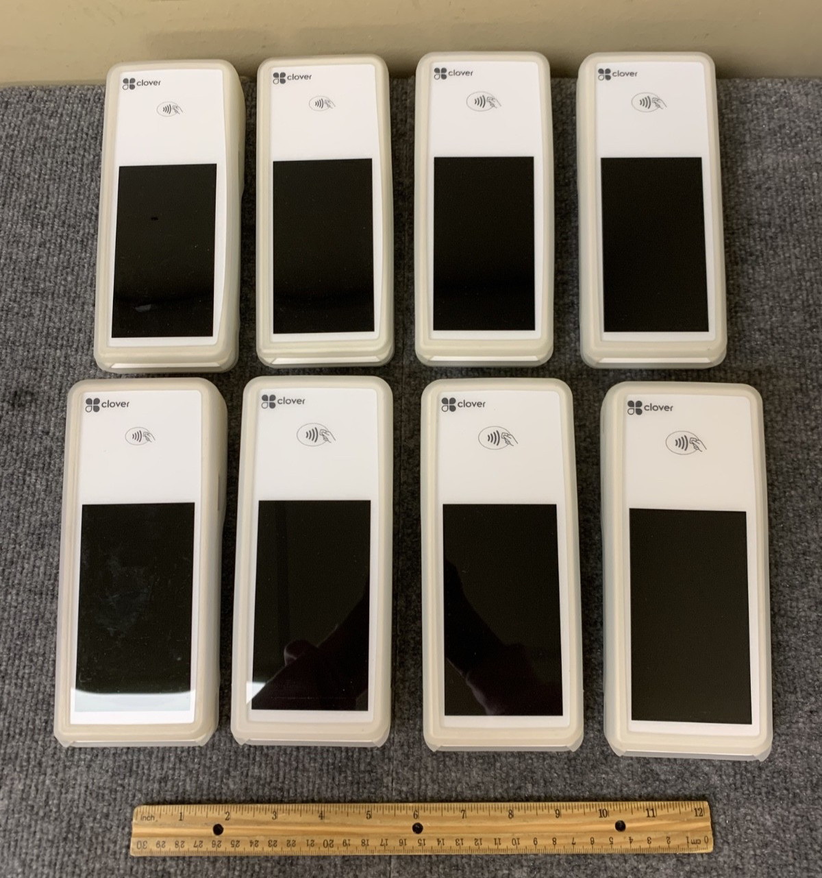 Lot of 8 Clover Flex Touchscreen POS Card Readers w/ Silicone Covers (As Is)