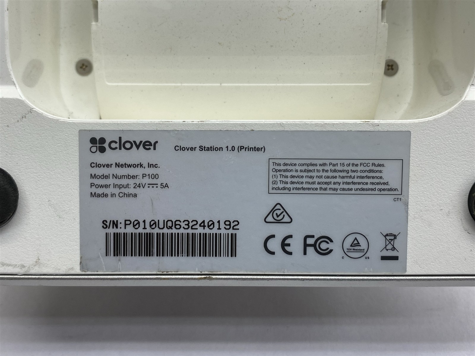 Clover Station 1.0 C100 POS Point of Sale System W/ Printer P100 & AC Adapter