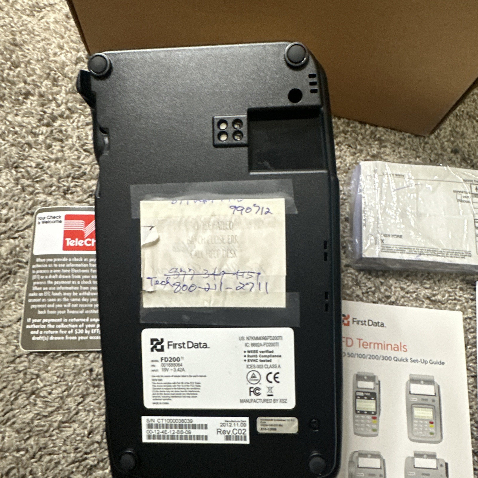 First Data FD200TI Credit Card Terminal, No Power Supply