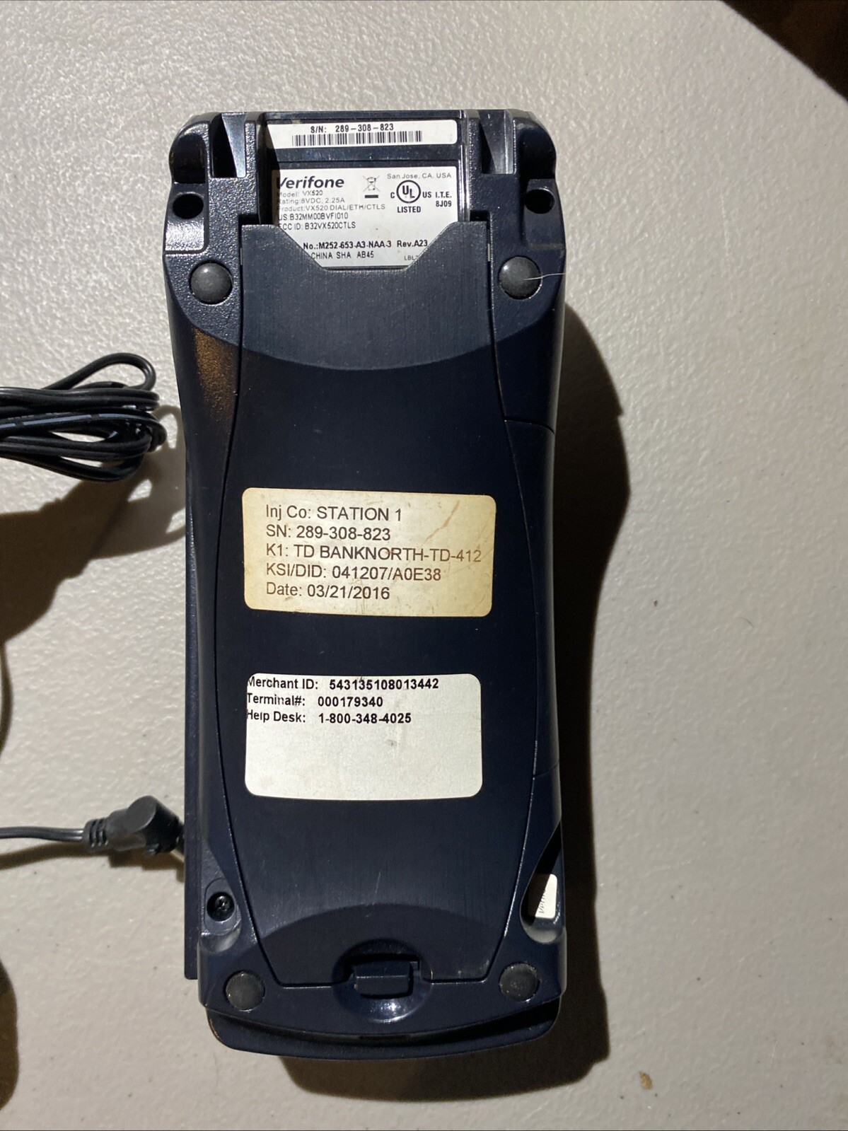Verifone VX520 VX 520 Credit Card Machine Terminal Reader Unit Wired Power Cord