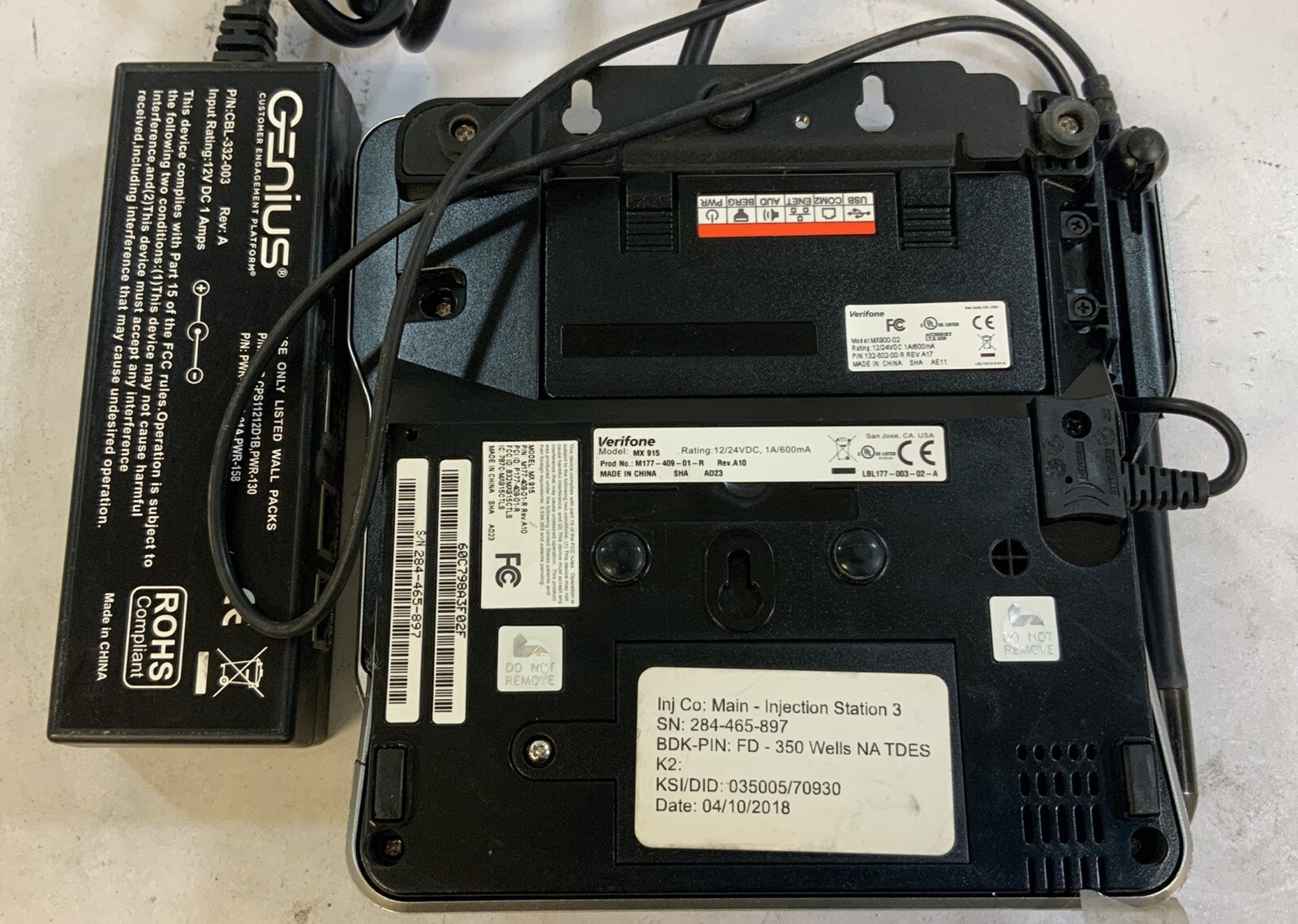 Verifone MX 915 Pin Pad Payment Terminal with AC Adapter-N2F