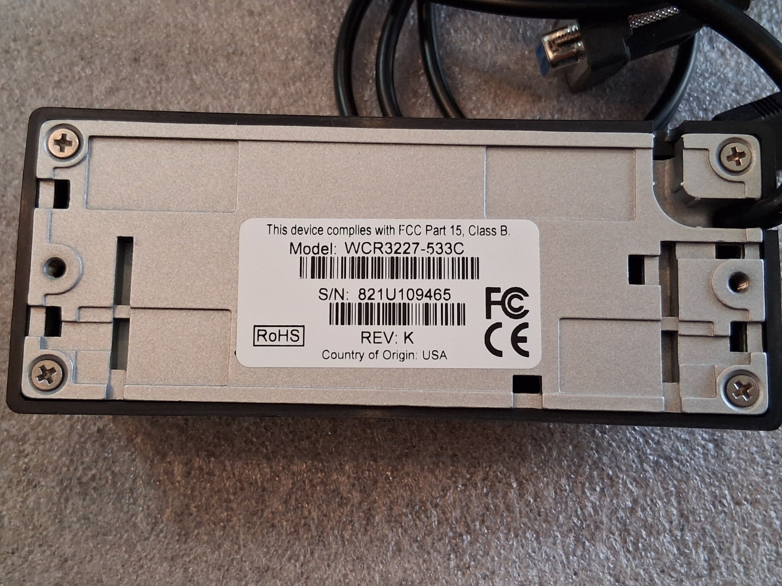 ID Tech WCR3227-533C Omni Heavy Duty MSR, RS232, BLACK