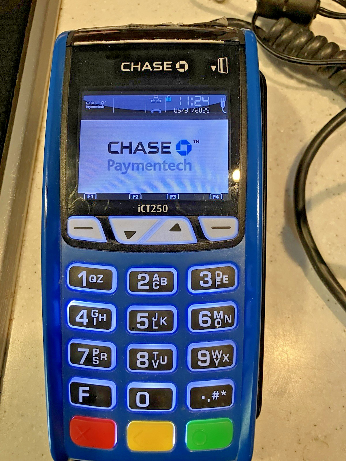 Chase Ingenico iCT250 3in LCD USB/Ethernet Ports Dual Comm Credit Card Terminal