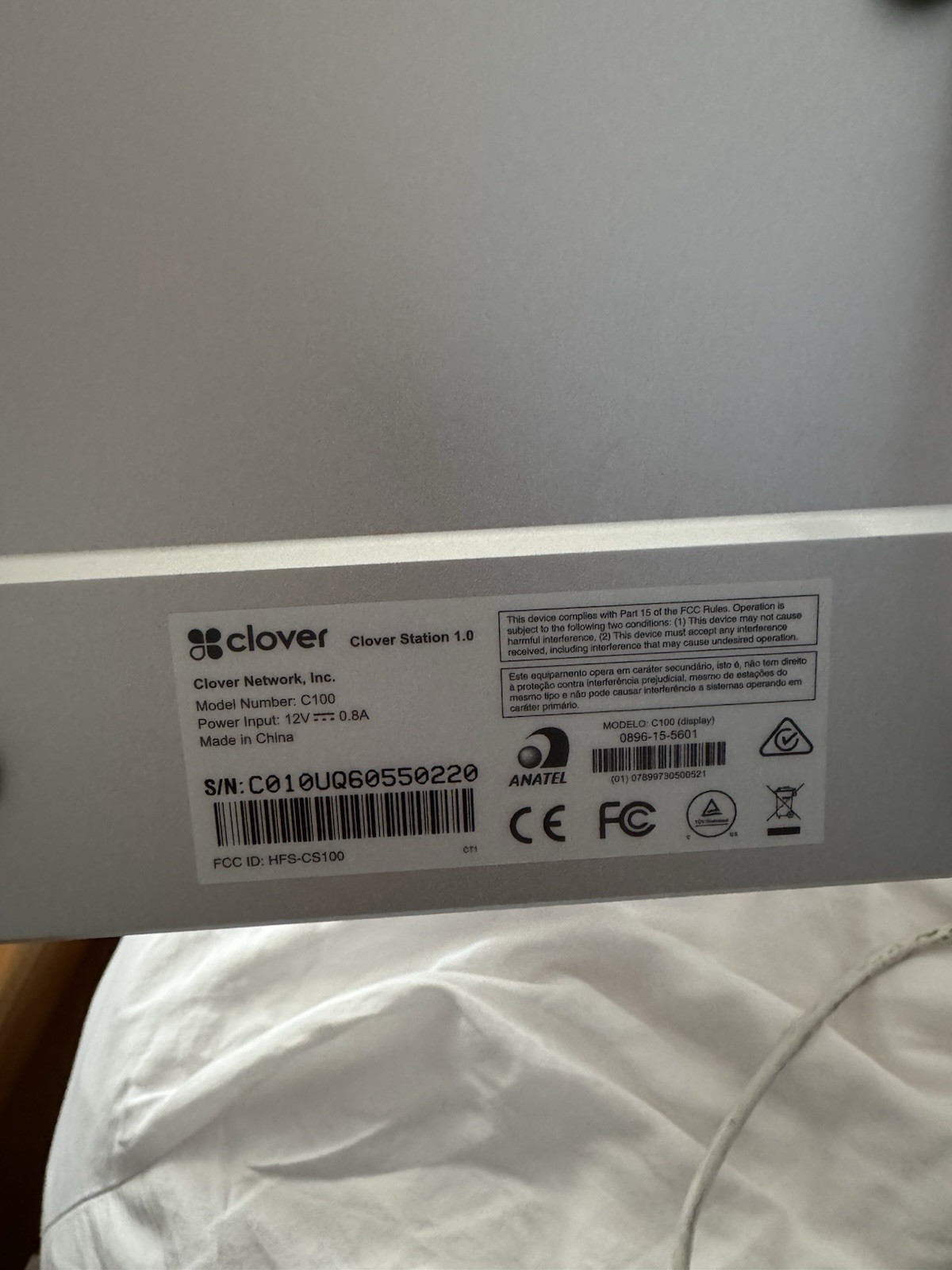CLOVER POS 1.0 C100 SYSTEM POINT OF SALE STATION – AS IS MERCHANT LOCKED