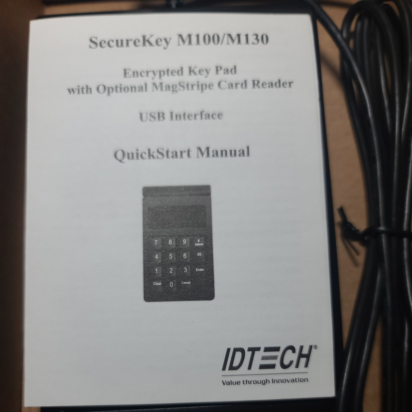 ID Tech IDTech SecureKey M130 Keypad IDKE-534833BL. USB Interface.