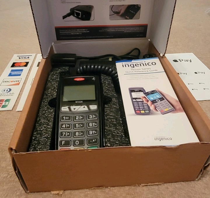 Ingenico iCT 220 v3 Telium Series Credit Card Reader w/ Ethernet Cable & Paper