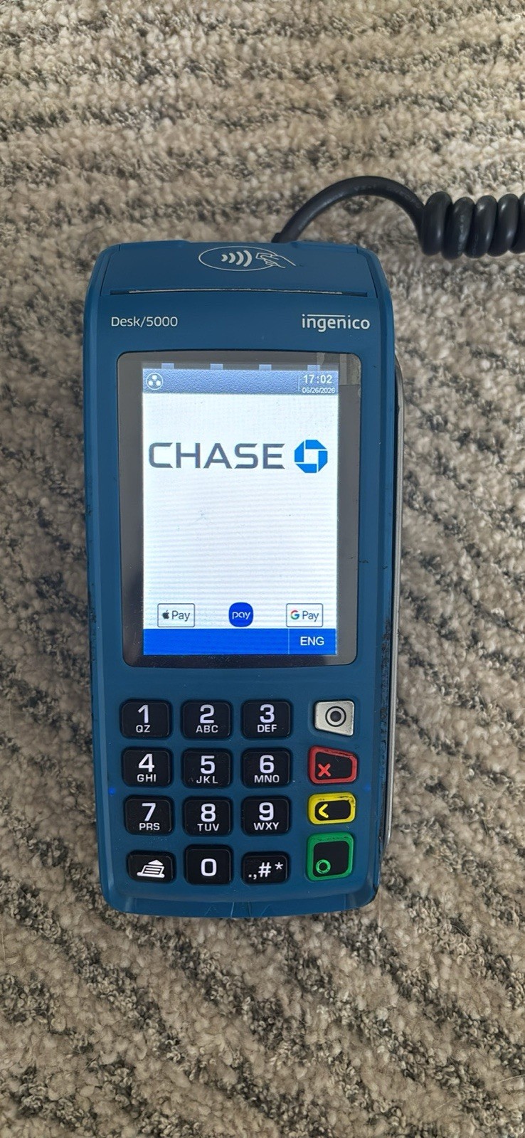 Ingenico Desk/5000 Wired Credit Card Terminal Reader w/ Chase Screen