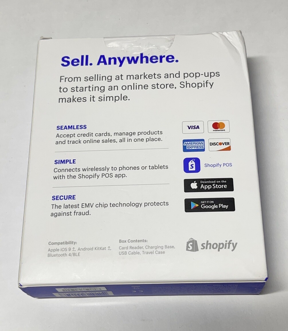 Shopify Chip and Swipe Credit Card Reader Wireless White Model S1701 Read Descr