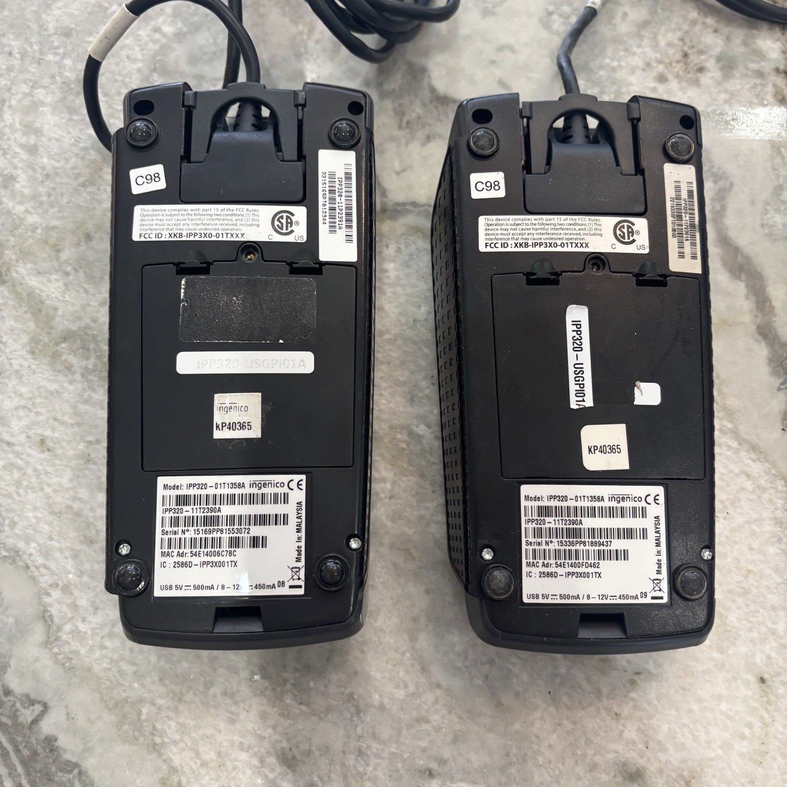 Lot of 2 Ingenico iPP320 openedge Credit Debit Card Reader POS IPP320-01T1358A