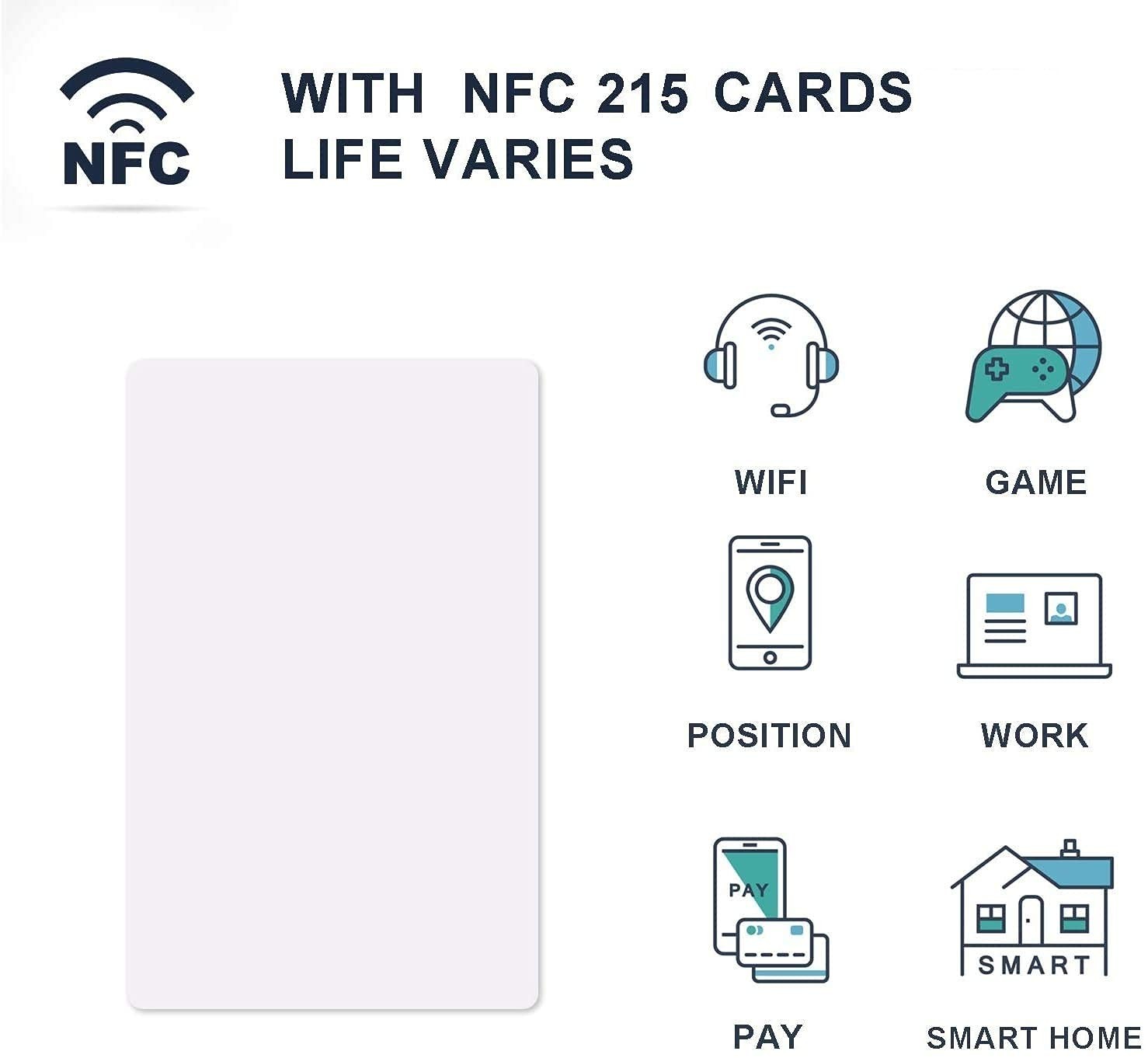 50pcs NFC Tags Ntag215 Blank Business Cards Programmable for iPhone & All NFC De