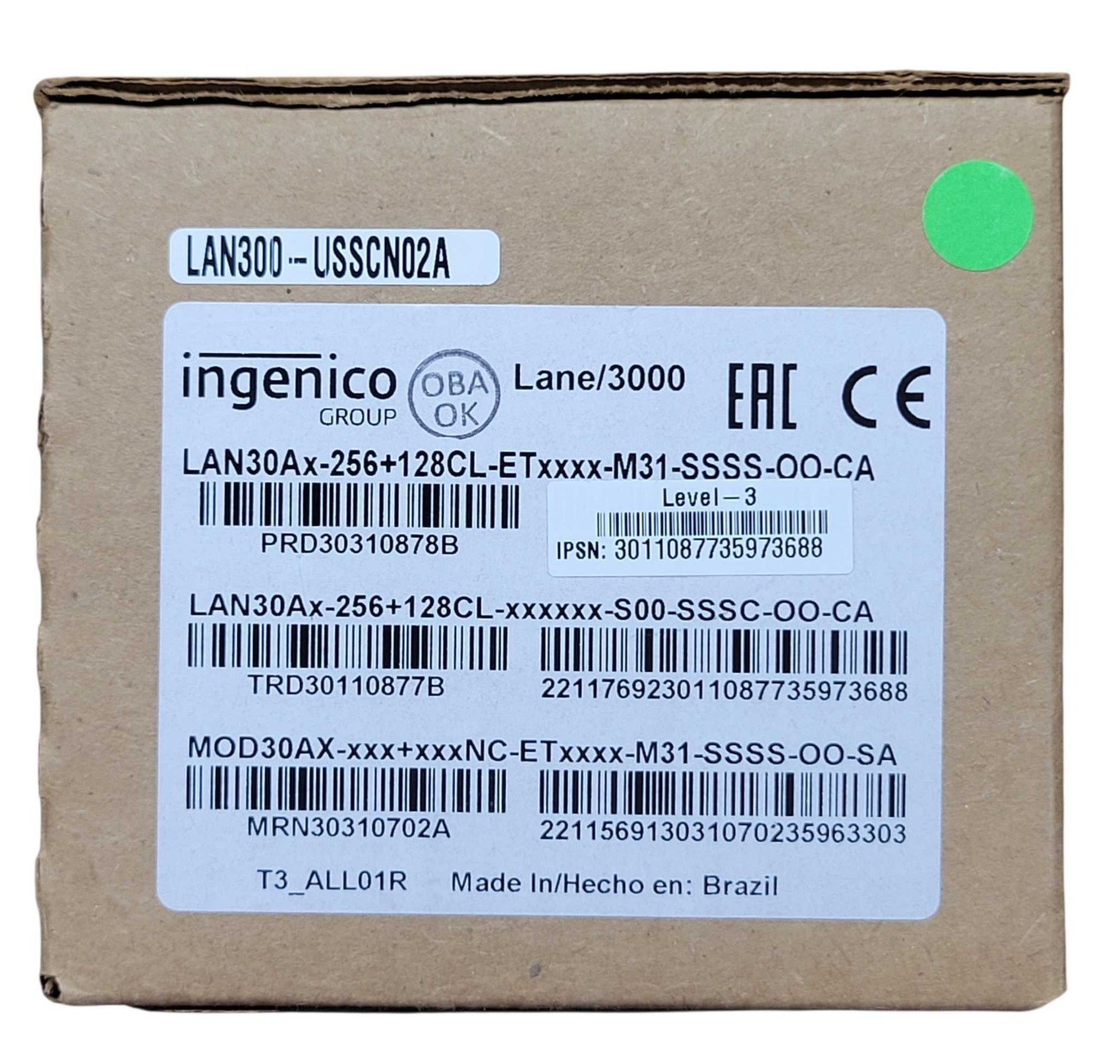 Ingenico Lane/3000 CL/Eth LAN300-USSCN02A Contactless Card Terminal