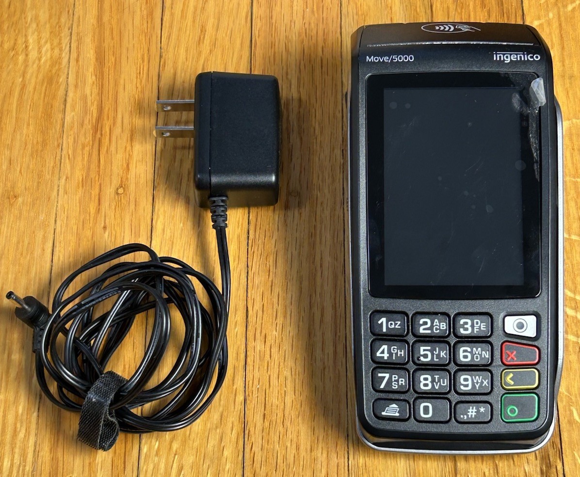 INGENICO MOVE 5000 TOUCHSCREEN PORTABLE PAYMENT TERMINAL – (W/POWER SUPPLY)