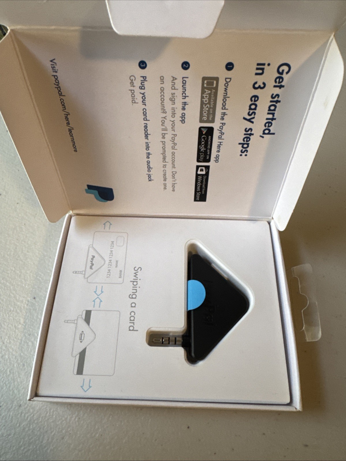 NEW in Box PayPal Here Triangular AUX Port Headphone Jack Card Reader