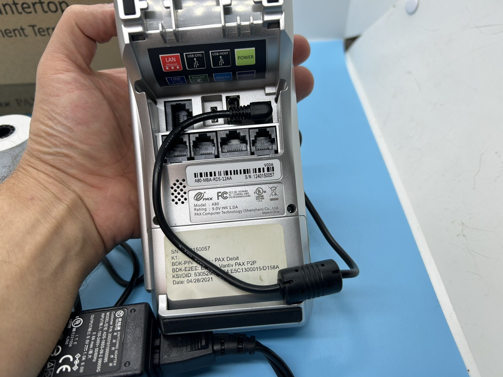PAX A80 & POWER ADAPTER. Read