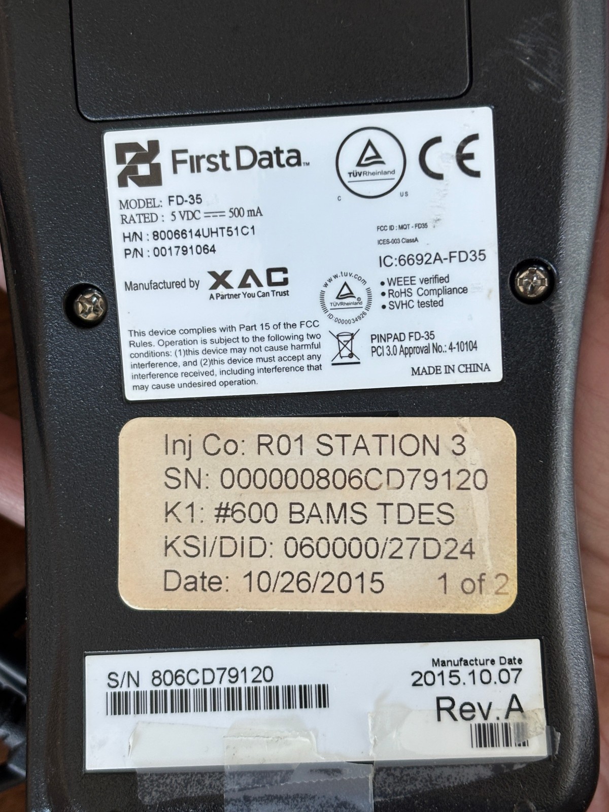 First Data FD35 PIN pad – EMV Ready / ApplePay NFC for FD130 FD130 DUO FD100Ti