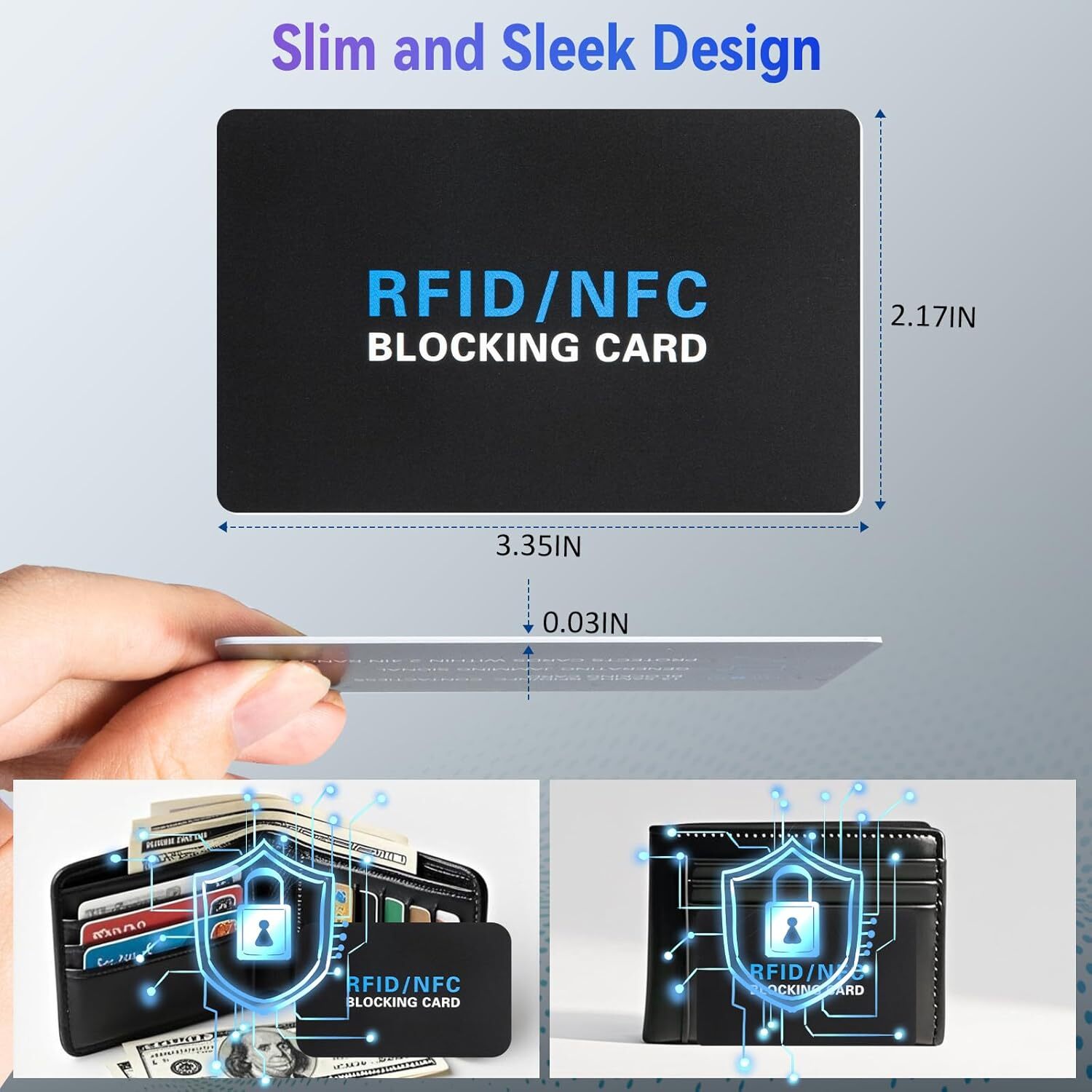 5Pack RFID Blocking Card,Contactless NFC Debit Credit Card Passport Protector bl