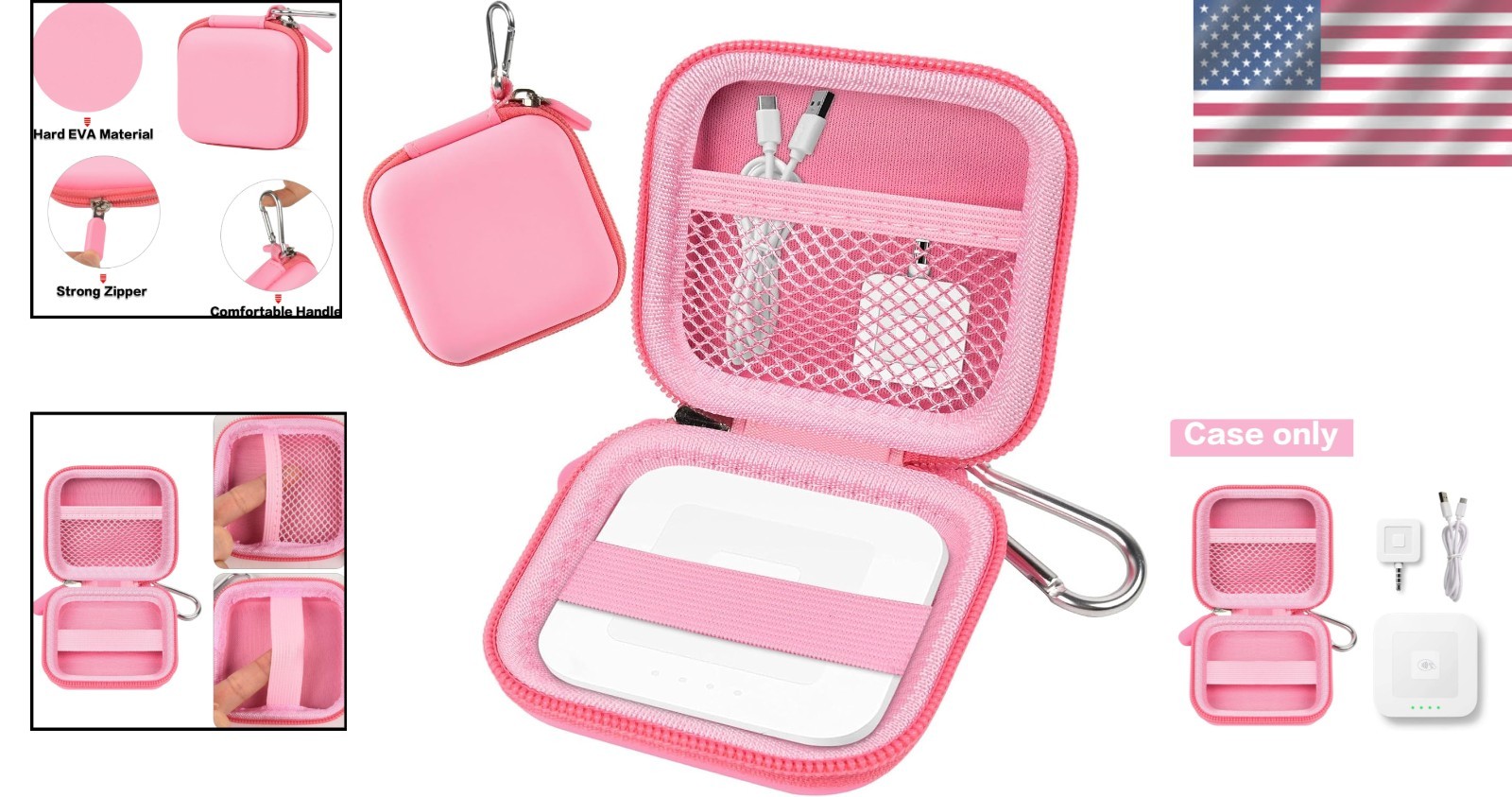 Pink Hard EVA Chip Card Reader Case – Lightweight & Water-Resistant Protection