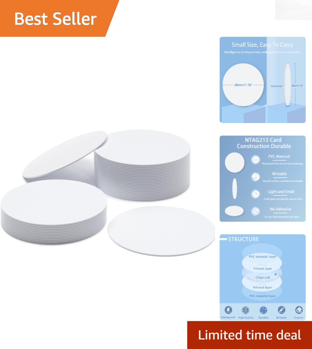 Versatile 12 PCS NFC Tags 30mm – Waterproof NTAG215 Coins for Personalization