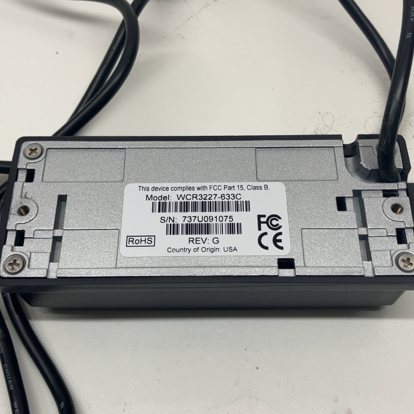 ID TECH WCR3227-633C Barcode & Magstripe Card Reader RS232 Serial DB9 Black