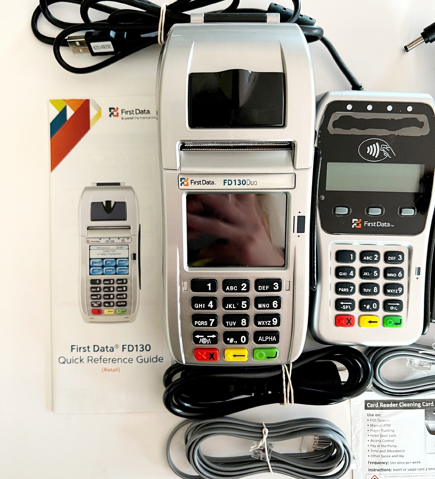First Data FD130 Credit Card Machine And Auxiliary Pin Pad FD35 NEW OB ELEC