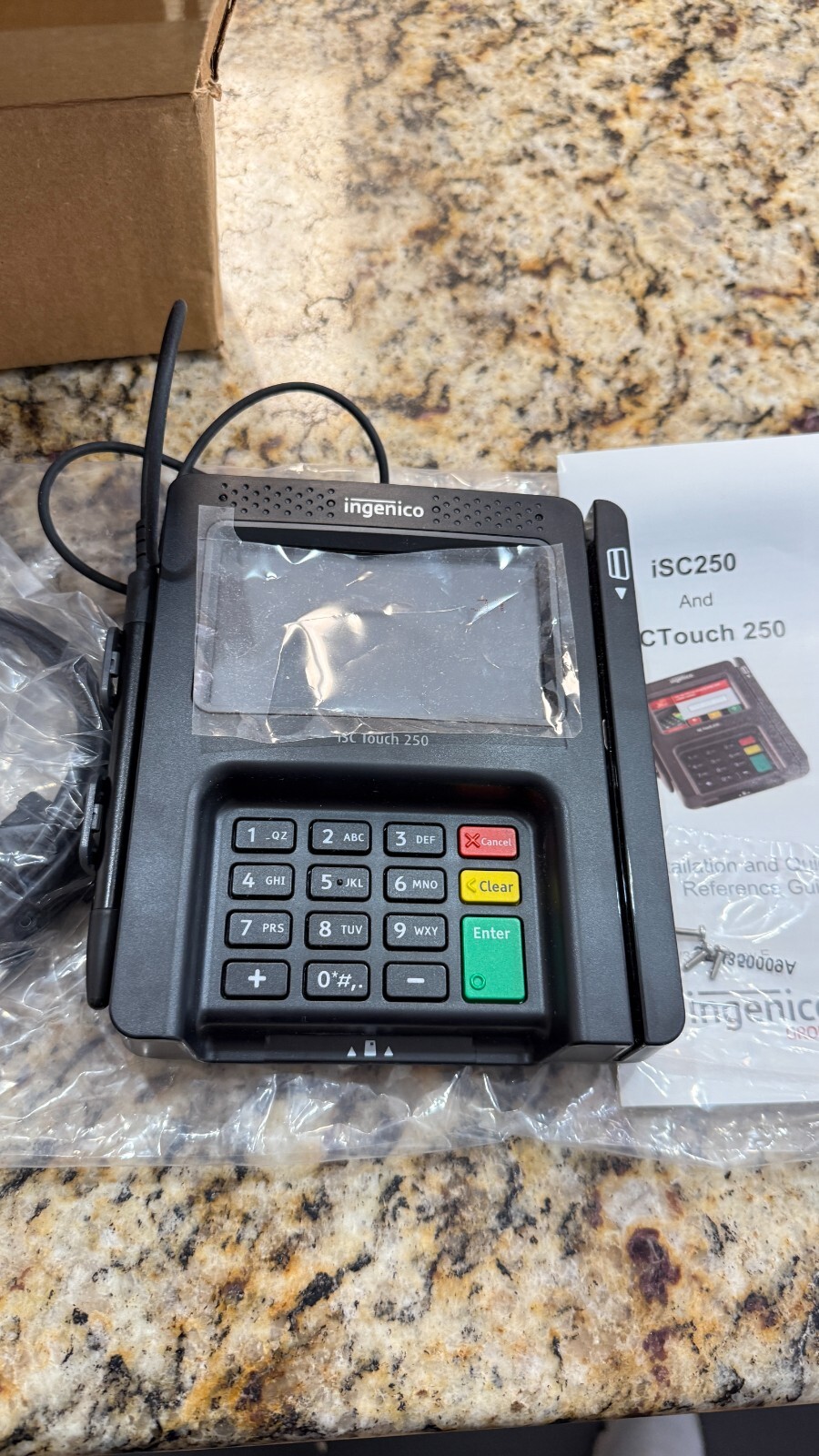 Ingenico ISC Touch 250 Credit Card Terminal Payment Stylus Power Cord Tested