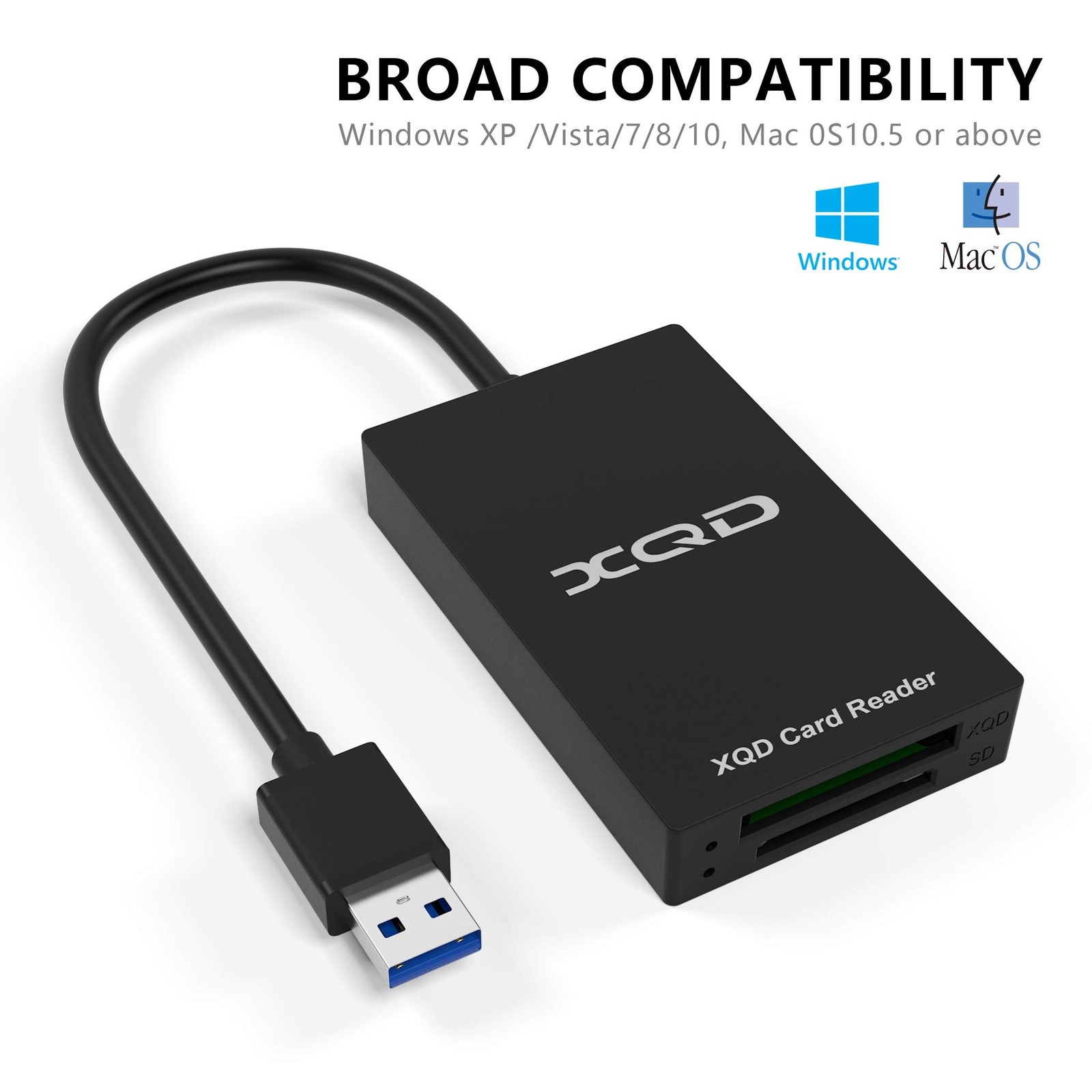 XQD Card Reader, USB 3.0 XQD/SD Card Reader Dual Slot Memory Card Reader 5Gpb…